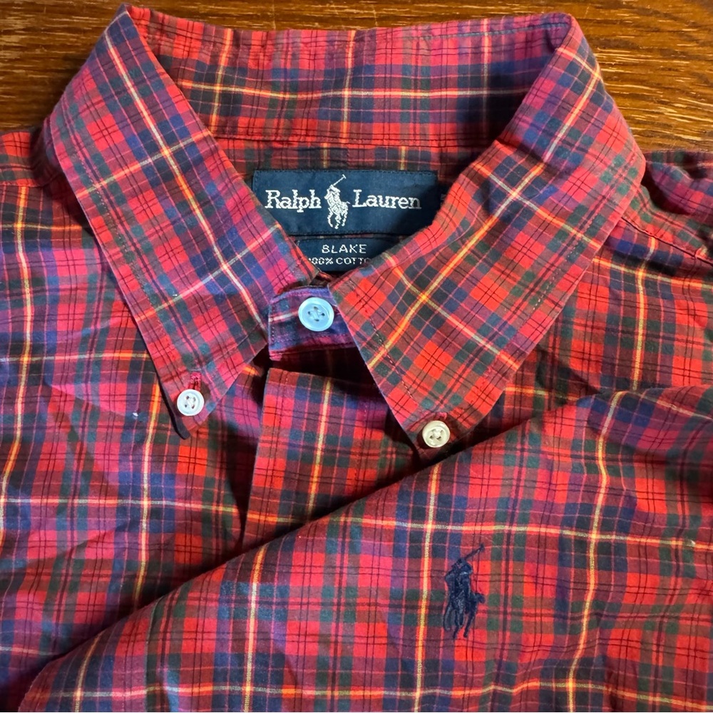 Ralph Lauren Blake men’s long sleeve button down plaid shirt size large.